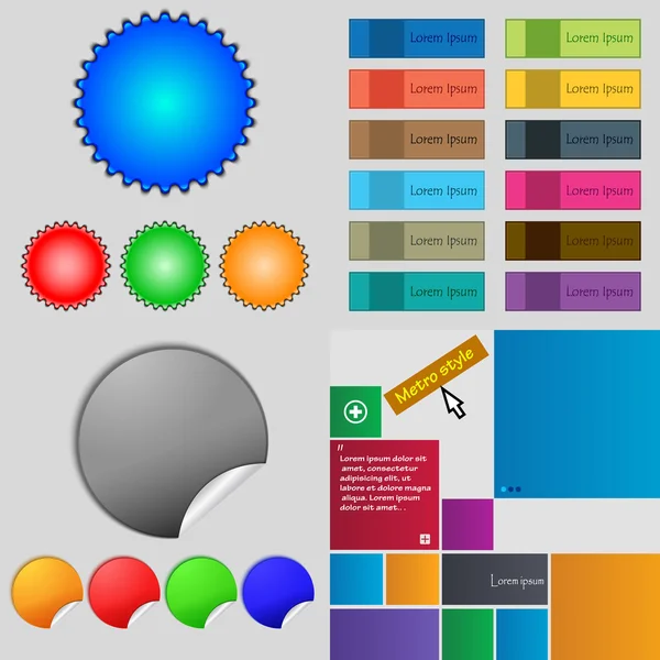 Grand ensemble de boutons de différentes couleurs. Design moderne et tendance pour votre site web. Vecteur — Image vectorielle