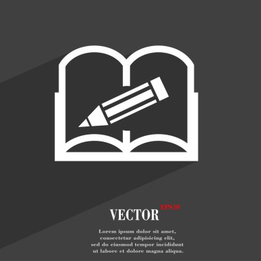 Açık kitap simgesi simgesi düz modern web tasarım ile uzun gölge ve uzay metniniz için. Vektör
