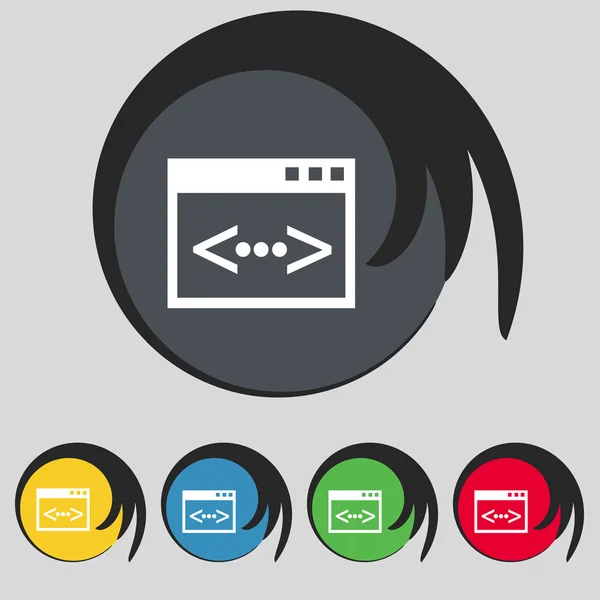 Code teken pictogram. Programmeur symbool. Set van gekleurde knoppen. Vector — Stockvector