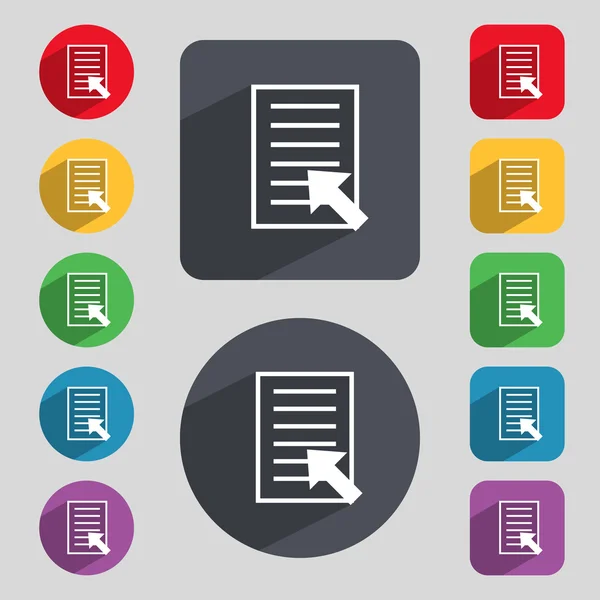 Text file sign icon. File document symbol. Set of colored buttons. Vector — Stock Vector