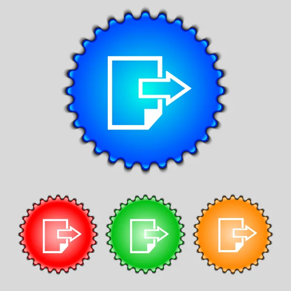 Export file icon. File document symbol. Set of colored buttons. Vector — Stock Vector