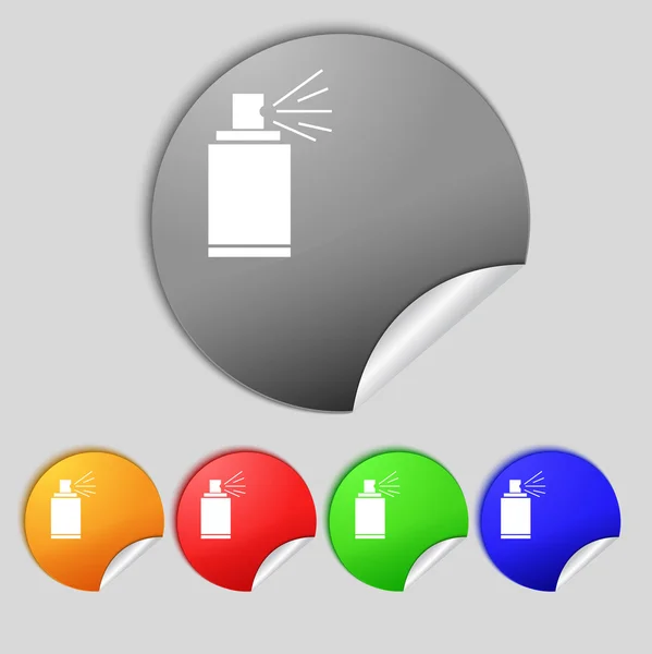 Graffiti spray kan registrera ikonen. Aerosol färg symbol. Set med färgade knapparna. Vektor — Stock vektor