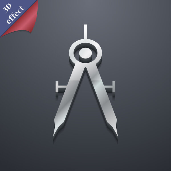 Mathematical Compass icon symbol. 3D style. Trendy, modern design with space for your text Vector