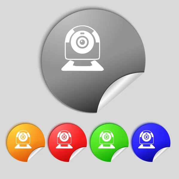 Webcam teken pictogram. Web video chat symbool. Camera chat. Set van gekleurde knoppen. Vector — Stockvector