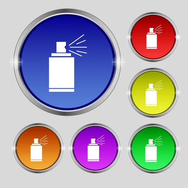 Graffiti spray can sign icon. Aerosol paint symbol. Set of colored buttons. Vector — Stock Vector