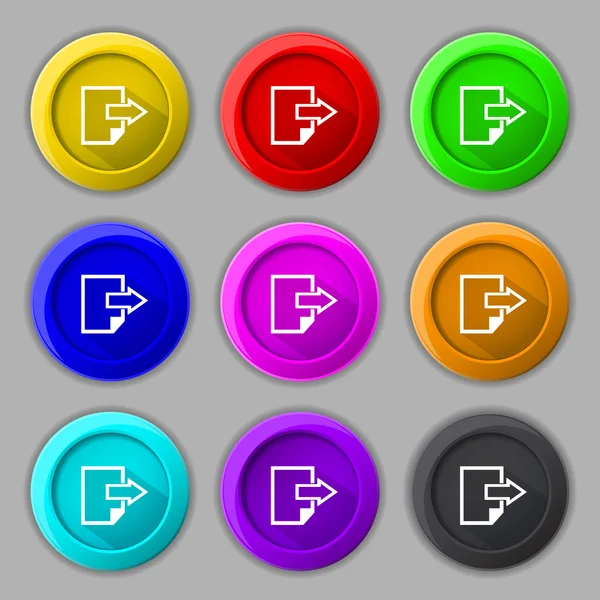 Export file icon. File document symbol. Set of colored buttons. Vector — Stock Vector