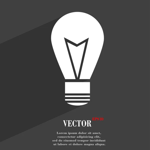 Işık lamba simgesi simgesi düz modern web tasarım ile uzun gölge ve uzay için metninizi. Vektör — Stok Vektör