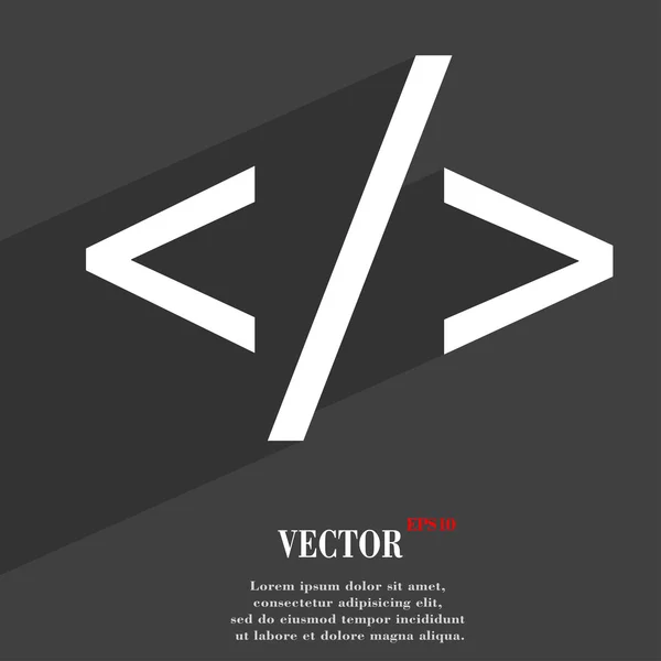 Símbolo de ícone de código de programação Design web moderno plano com sombra longa e espaço para o seu texto. Vetor — Vetor de Stock