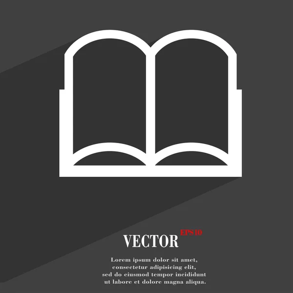 Otevřená kniha ikonu symbolu plochý moderní web design s dlouhý stín a místo pro váš text. Vektor — Stockový vektor