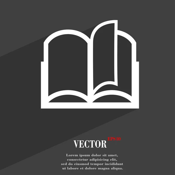 Abrir libro icono símbolo Diseño web moderno plano con sombra larga y espacio para su texto. Vector — Archivo Imágenes Vectoriales