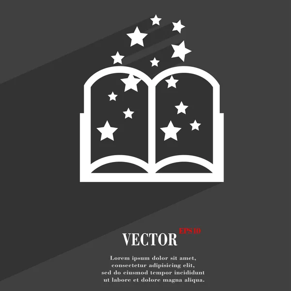 Kouzelná kniha ikonu symbolu plochý moderní web design s dlouhý stín a místo pro váš text. Vektor — Stockový vektor