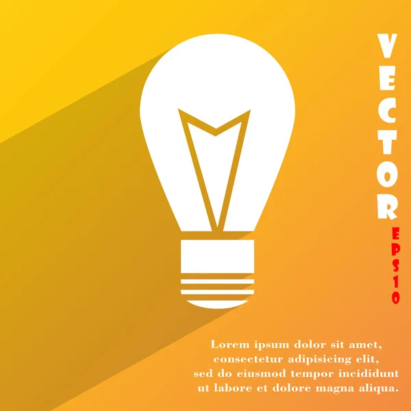 Lichte lamp pictogram symbool plat modern web design met lange schaduw en ruimte voor uw tekst. Vector — Stockvector