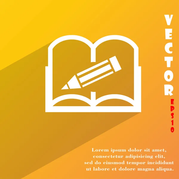 Open boek pictogram symbool plat modern web design met lange schaduw en ruimte voor uw tekst. Vector — Stockvector