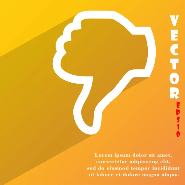 Dislike, Thumb down icon symbol Flat modern web design with long shadow and space for your text. Vetor — Vetor de Stock