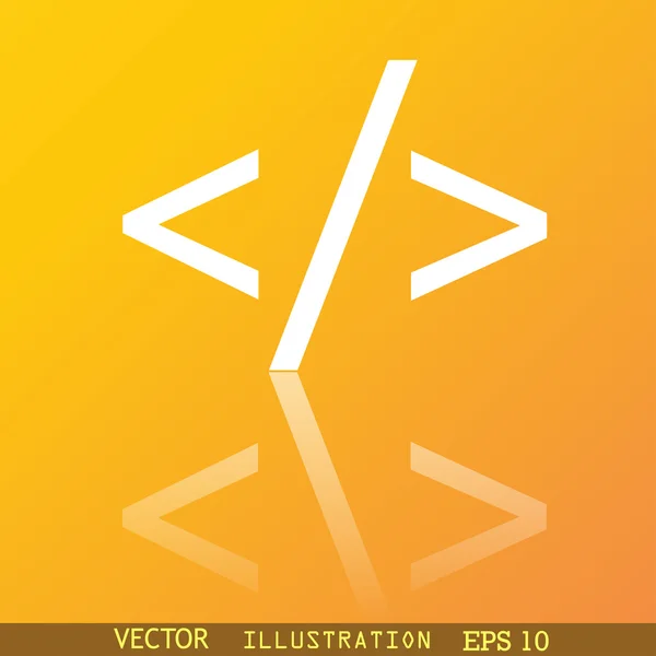 Símbolo de ícone de código de programação Design web moderno plano com reflexão e espaço para o seu texto. Vetor — Vetor de Stock