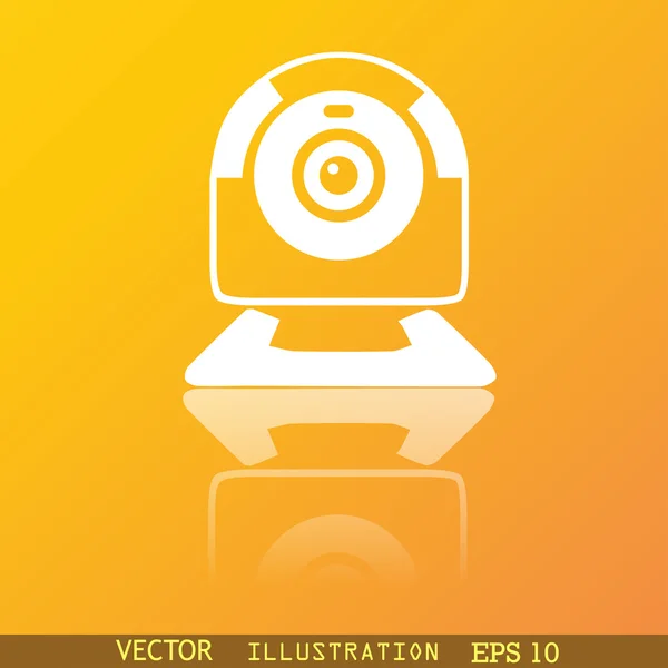 Símbolo de icono Webcam Diseño web moderno y plano con reflexión y espacio para tu texto. Vector — Vector de stock