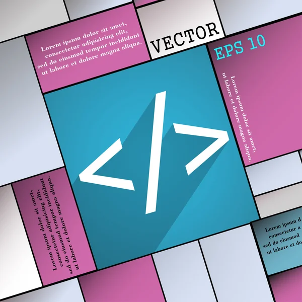 Código de programación icono símbolo Diseño web moderno plano con sombra larga y espacio para su texto. Vector — Archivo Imágenes Vectoriales