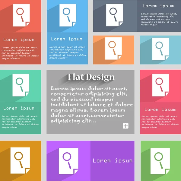 Søg i fil tegn ikon. Find dokument symbol. Sæt af farvede knapper. Vektor – Stock-vektor