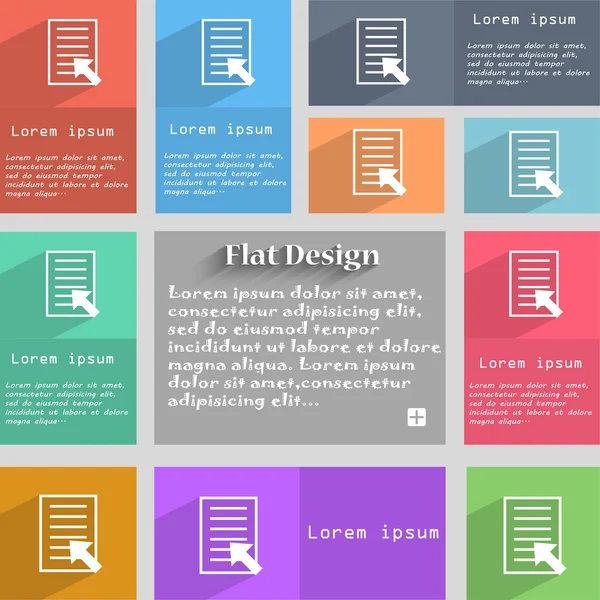 Signo de archivo de texto icono. Archivo símbolo del documento. Conjunto de botones de colores. Vector — Archivo Imágenes Vectoriales