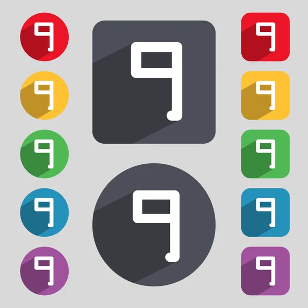 Tecknet för nio ikonen — Stock vektor