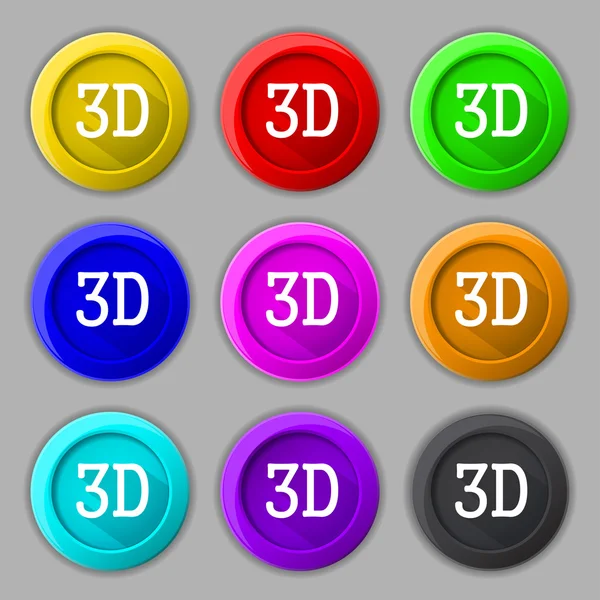 3D-skiltikon. Symbol for 3D-ny teknologi . – stockvektor