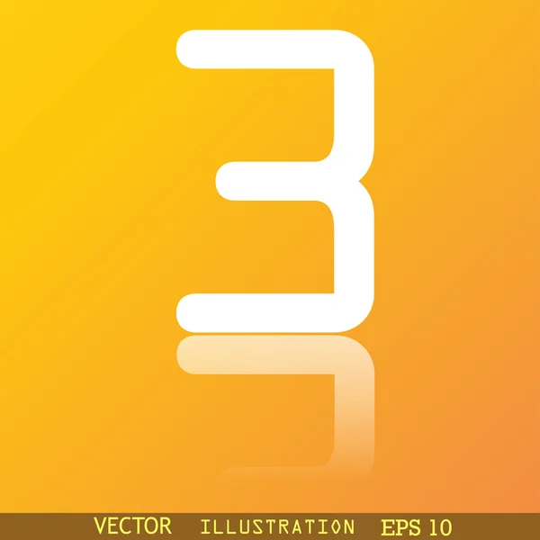 Número tres símbolo de icono — Vector de stock