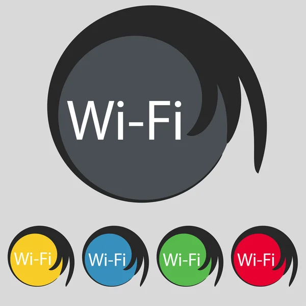 Gratis wifi teken. Wi-fi symbool. Draadloze netwerk icon Set van gekleurde knoppen. Vector — Stockvector