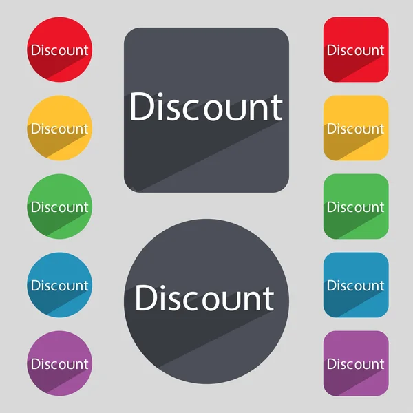 Discount sign icon. Sale symbol. Special offer label. Set of colored buttons Vector — Stock Vector