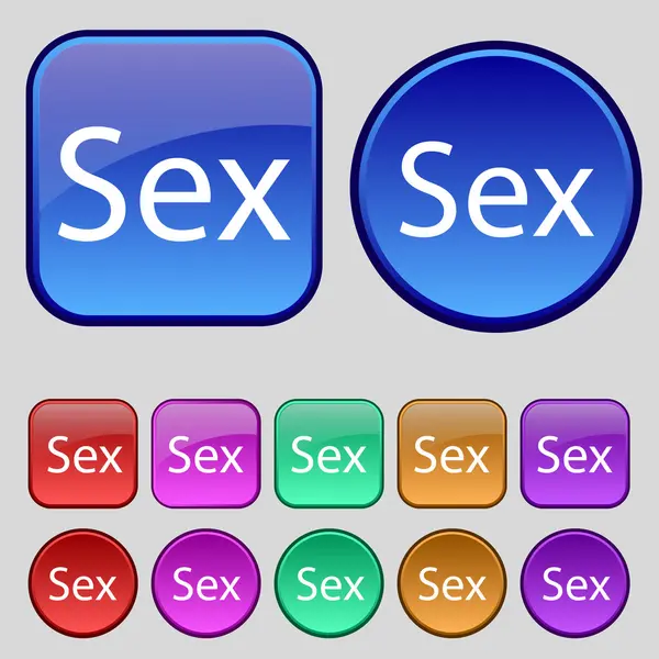 安全な愛記号アイコン。安全なセックス シンボル。色付きのボタンのセットです。ベクトル — ストックベクタ