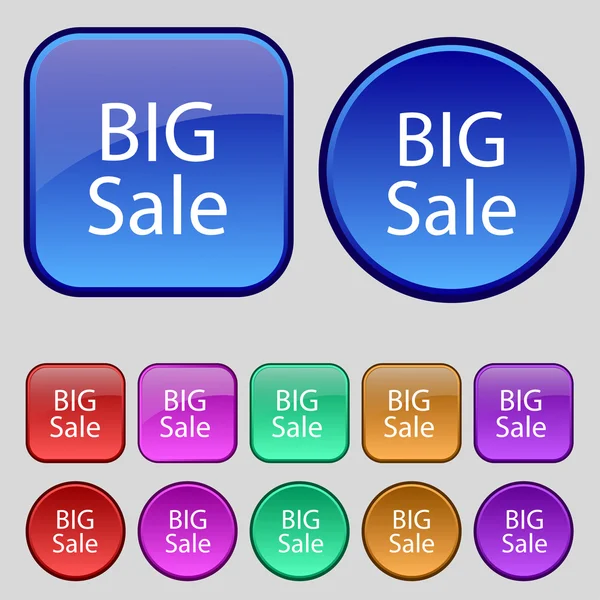 Grande icône de signe de vente. Offre spéciale symbole. Ensemble de boutons colorés. Vecteur — Image vectorielle