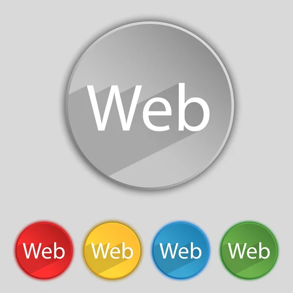 Ikona webové sign. World wide web symbol. Sada barevných tlačítek. Vektor — Stockový vektor