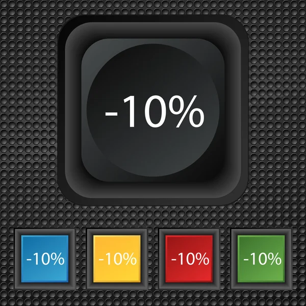 Ícone de sinal de desconto de 10%. Símbolo de venda. Etiqueta de oferta especial. Conjunto de botões coloridos Vector —  Vetores de Stock