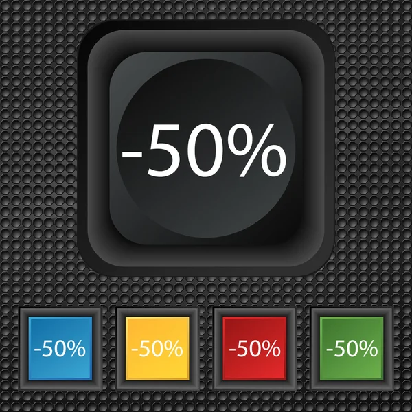 Yüzde 50 indirim işareti simgesi. Satılık sembolü. Özel Fırsat etiket. Renkli düğmeler vektör kümesi — Stok Vektör