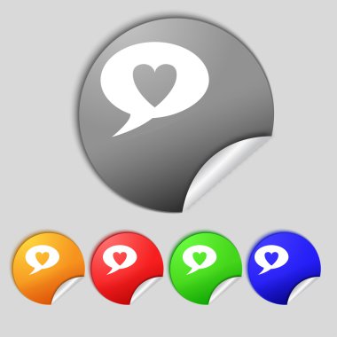 Kalp işareti simgesi. Aşk sembolü. Set colur düğmeleri. 