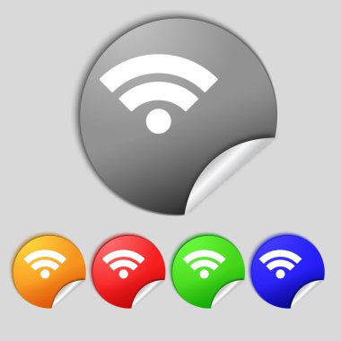 WiFi işareti. Wi-fi sembolü. Kablosuz ağ simgesini. Bölge Set renkli düğmeler 