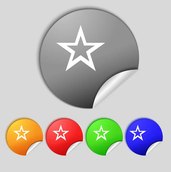 Stjärntecken-ikonen. Favorit-knappen. Navigering-symbol. Set färgglada knappar. — Stockfoto
