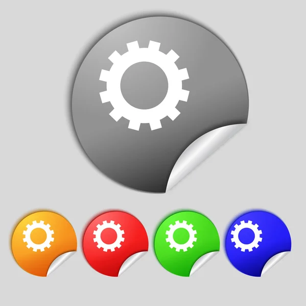 Icono de signo de configuración de engranaje. Mecanismo de engranaje Cogwheel símbolo. Establecer botones coloridos . — Foto de Stock