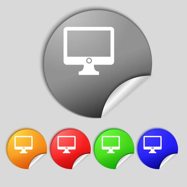 Computer widescreen monitor sign icon. Set colur buttons. — Stock Photo, Image