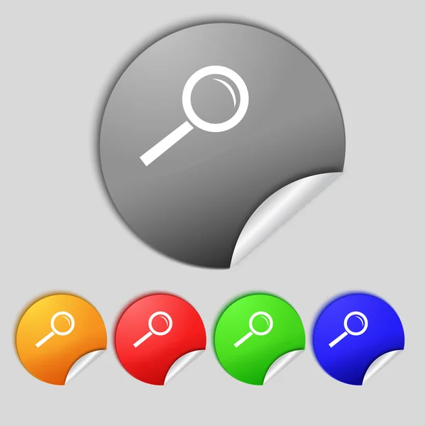 Magnifier glass sign icon. Zoom tool button. Navigation search symbol. Set colourful buttons. — Stock Photo, Image