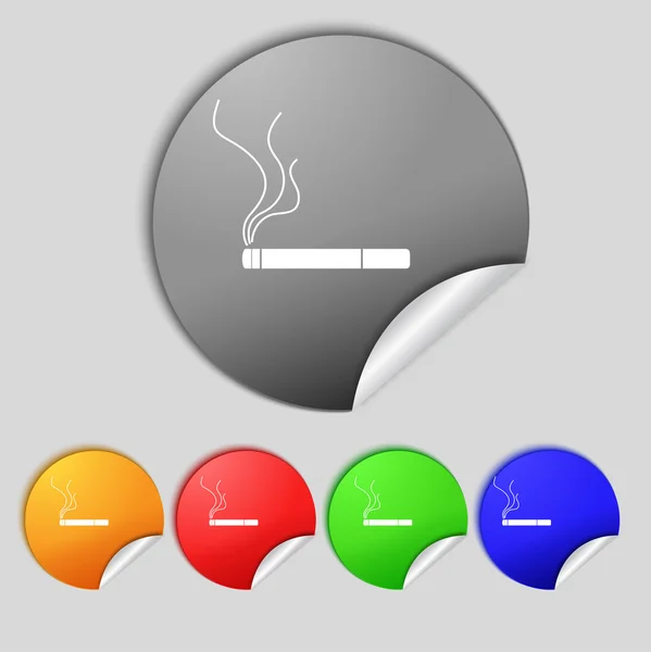 吸烟标志图标。香烟的符号。设置彩色按钮. — 图库照片