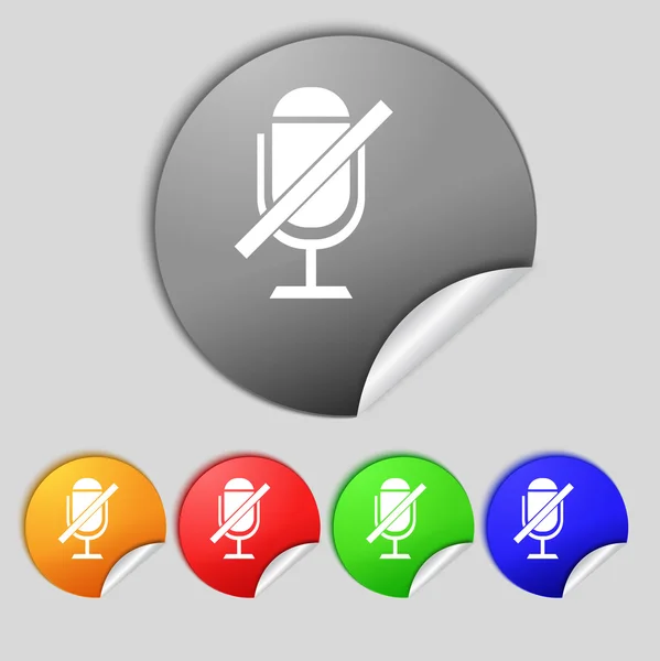 No Microphone sign icon. Speaker symbol. Set colourful buttons. — Stock Photo, Image