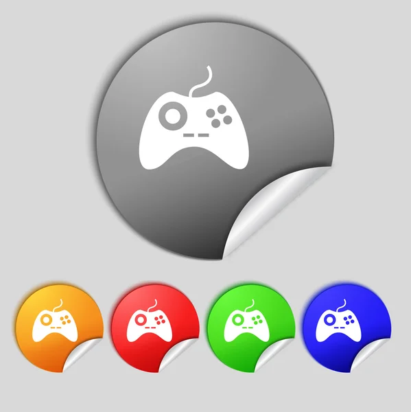 Joystick aláírás ikonra. Videojáték-szimbólum. Készlet színes gombok. — Stock Fotó