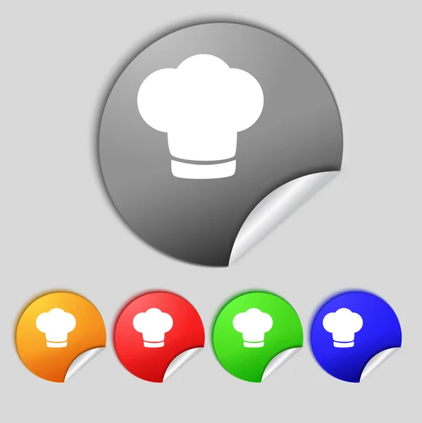 Chef hat sign icon. Cooking symbol. Cooks hat. Set colourful buttons — Stock Photo, Image