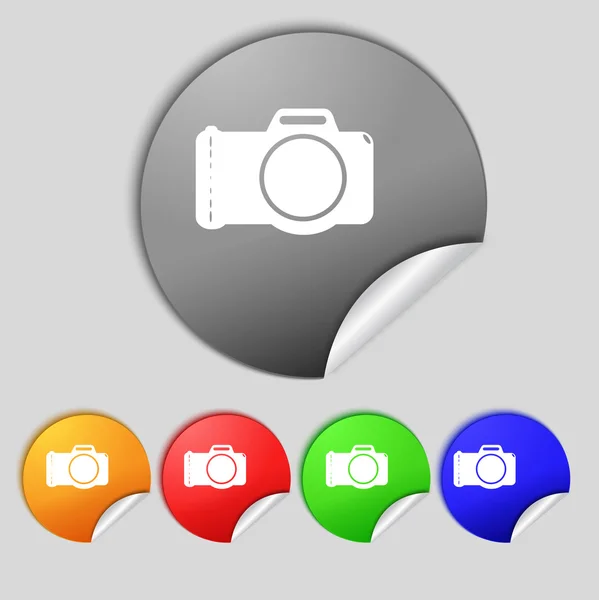 Photo camera sign icon. Digital symbol. Set colourful buttons. — Stock Photo, Image