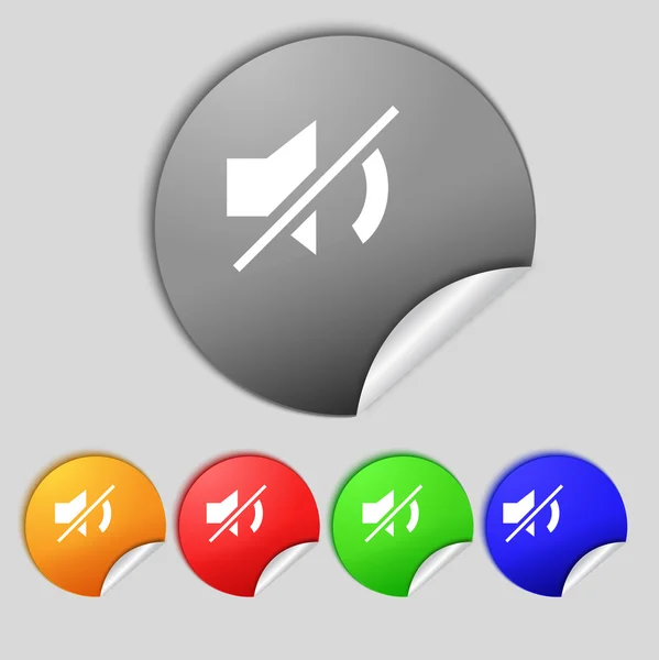Mute speaker sign icon. Sound symbol. Set colourful buttons. — Stock Photo, Image