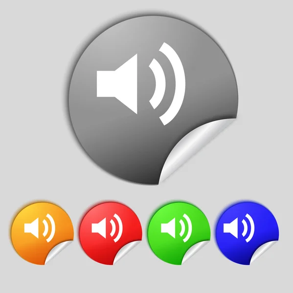 Speaker volume sign icon. Sound symbol. Set colourful buttons. — Stock Photo, Image