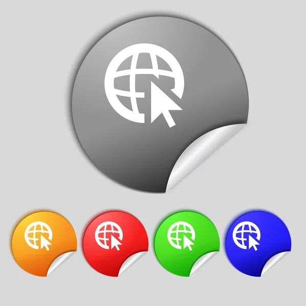 Internet sign icon. World wide web symbol. Cursor pointer. Set colour buttons — Stock Photo, Image