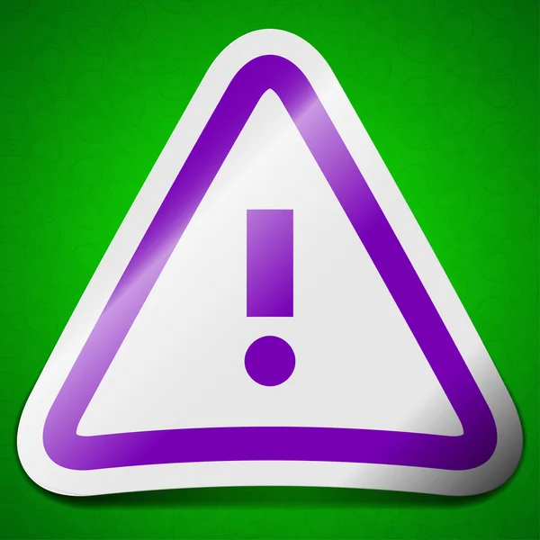 Uppmärksamhet ikonen varningstecken. Symbolen chic färgade klibbiga etikett på grön bakgrund. — Stockfoto