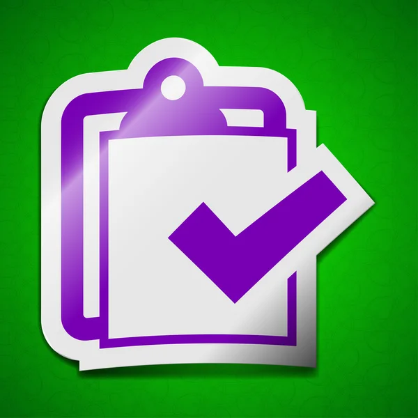 Szöveg dokumentum ikon jele. Szimbólum elegáns színes öntapadó címke zöld háttér. — Stock Fotó