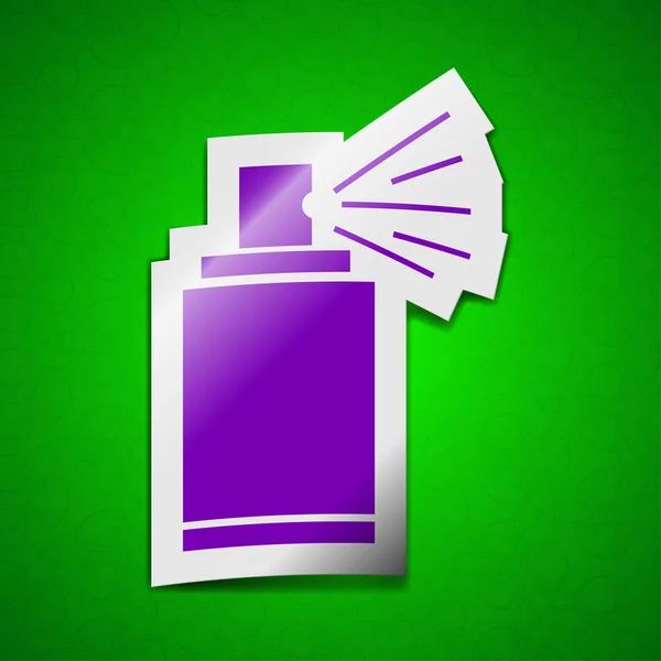 Aerosol paint icon sign. Symbol chic colored sticky label on green background. — Stock Photo, Image